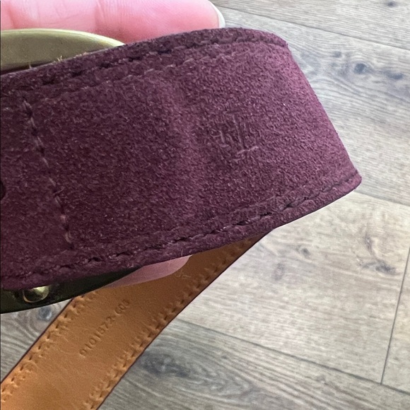 Lauren Ralph Lauren Eggplant Colored Suede Belt w/Brass Buckle Size S - Picture 8 of 10